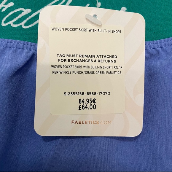 Fabletics Golf Skirt With Built In Shorts Skort Blue Green Womens XXL 1X NEW - Picture 4 of 6